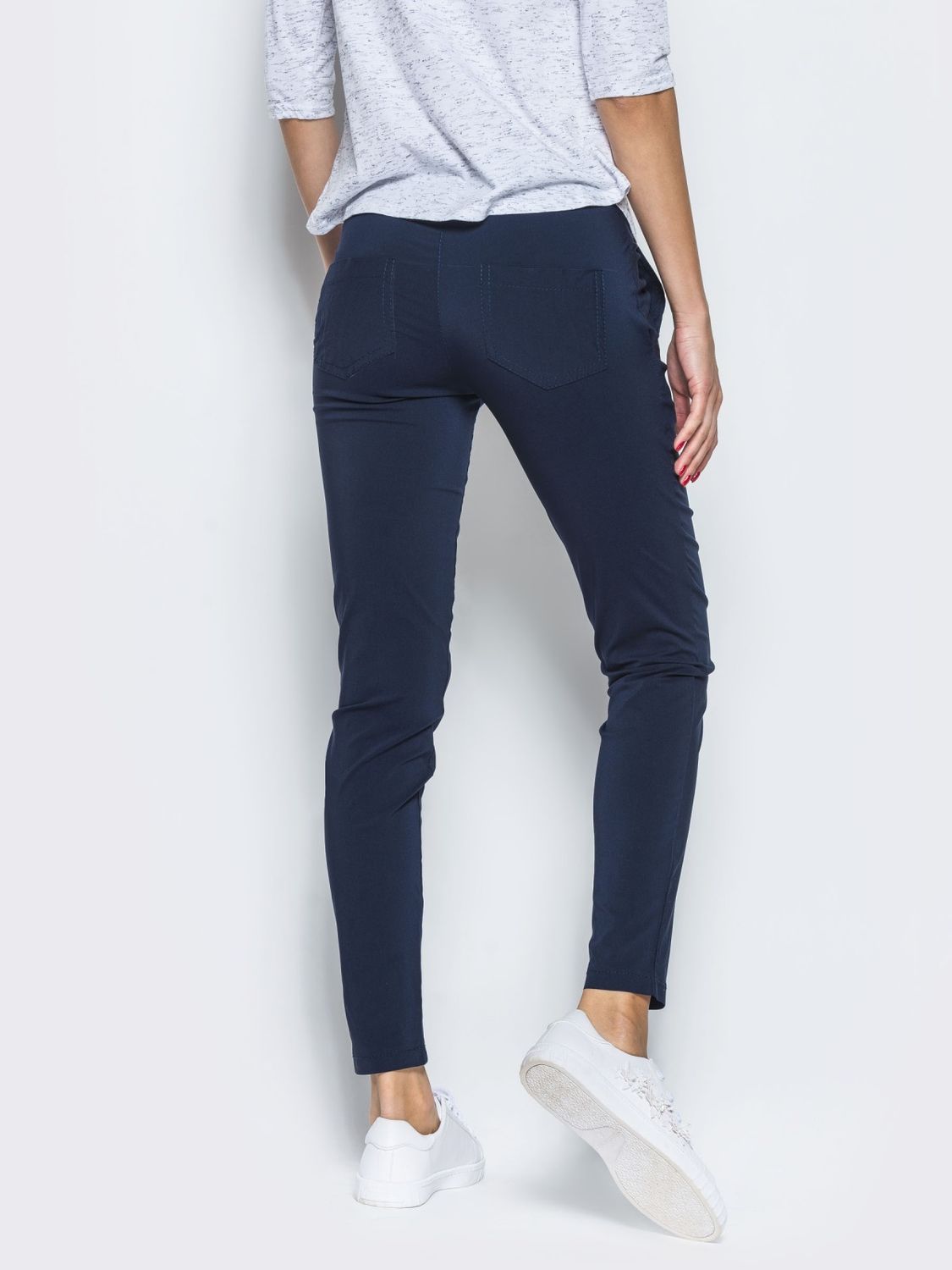 Легкі брюки котонові синього кольору - фото