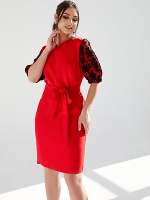Нарядне плаття футляр для повних червоне - фото