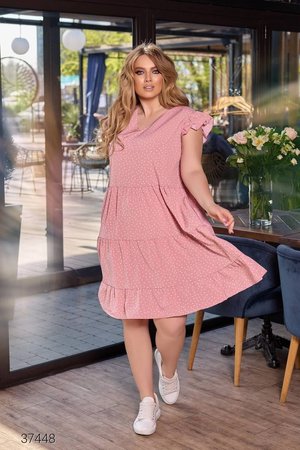 Вільна літня сукня в рожевий горошок - фото