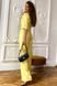 Женский льняной брючный костюм на лето желтый, S(44)