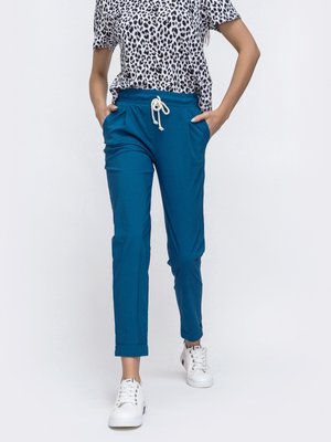 Укорочені літні штани звуженого крою сині - фото
