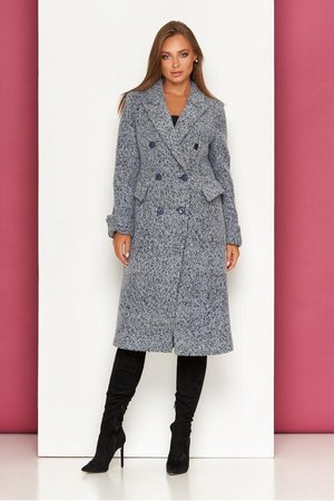 Класичне жіноче пальто вовняне сіре - фото