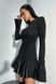Стильное замшевое платье мини черного цвета, L(48)