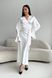 Нарядний жіночий костюм з атласу білого кольору, XS(42)