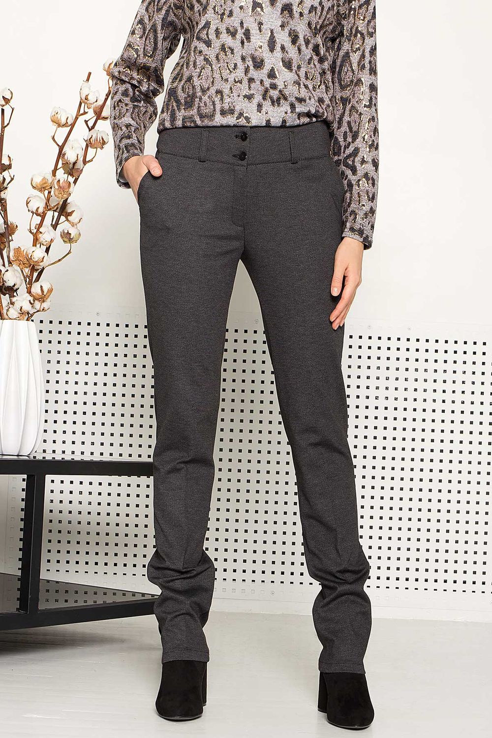 Жіночі брюки з високою талією трикотажні - фото