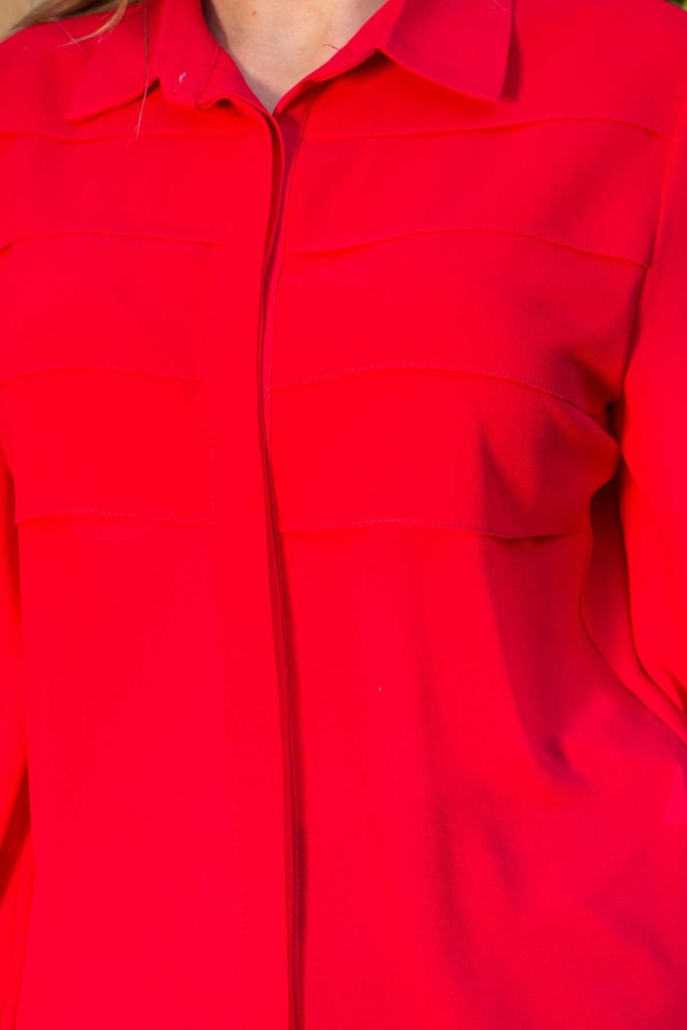 Стильна червона блузка з креп-шифону - фото