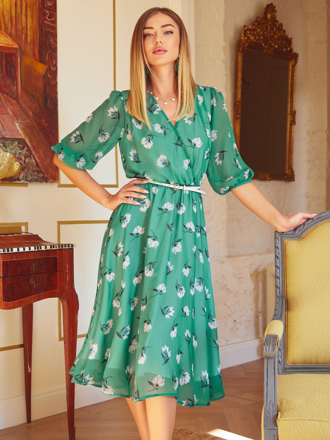 Легка шифонова сукня сонце-кльош - фото