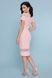 Коктейльное платье-футляр персиковое со вставками сетки, L(48)
