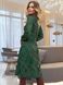 Стильне плаття міді зеленого кольору з принтом, S(44)