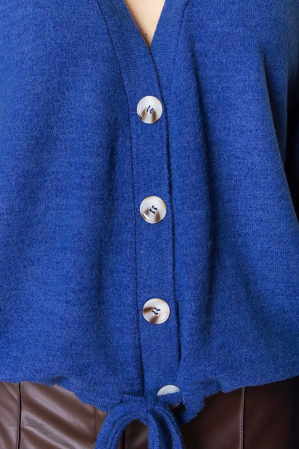 Женская кофта из трикотажа синяя - фото