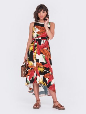 Барвиста літня сукня А-силуету з бавовни - фото