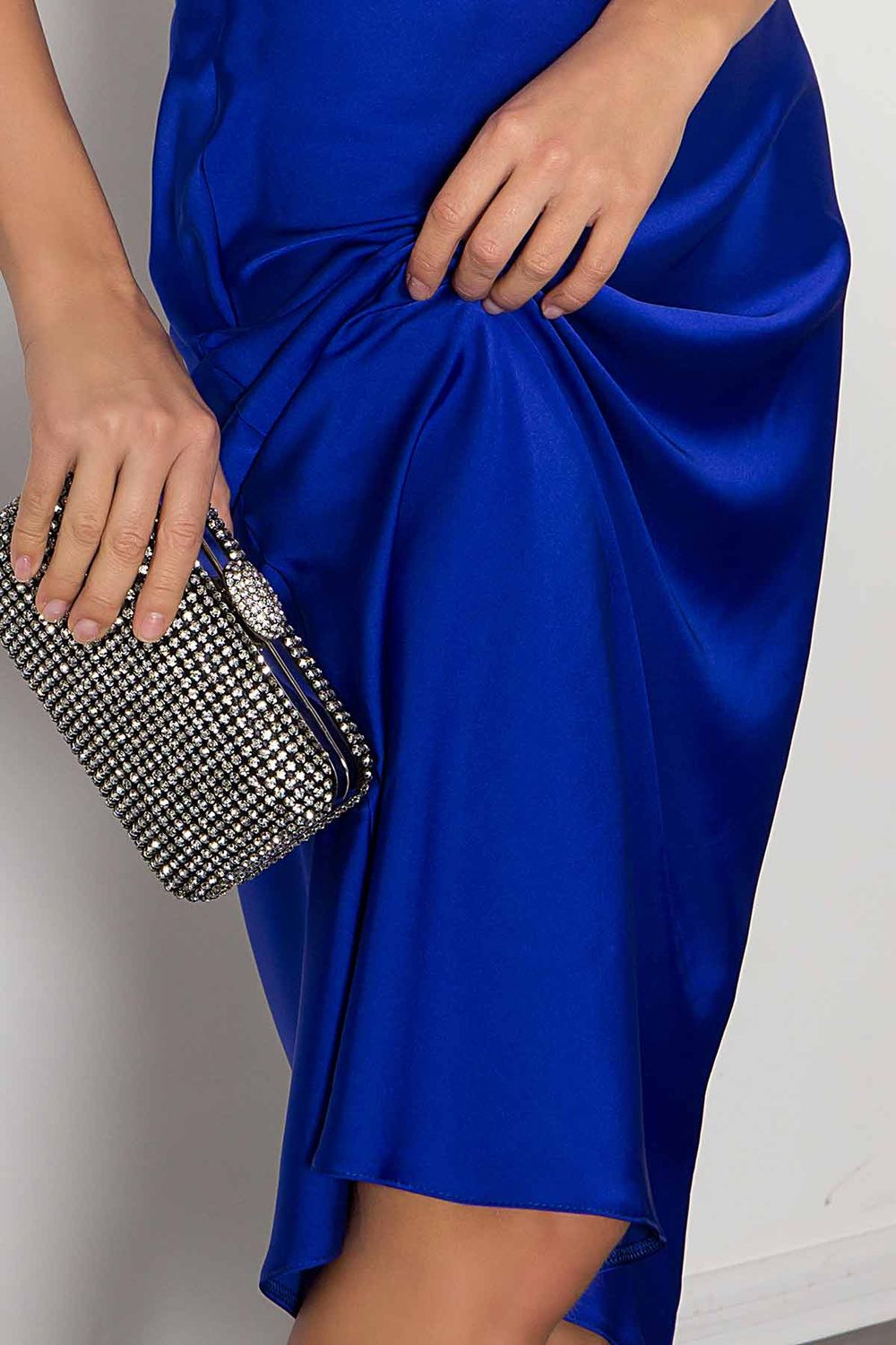 Жіноча сукня комбінація із шовку синього кольору - фото