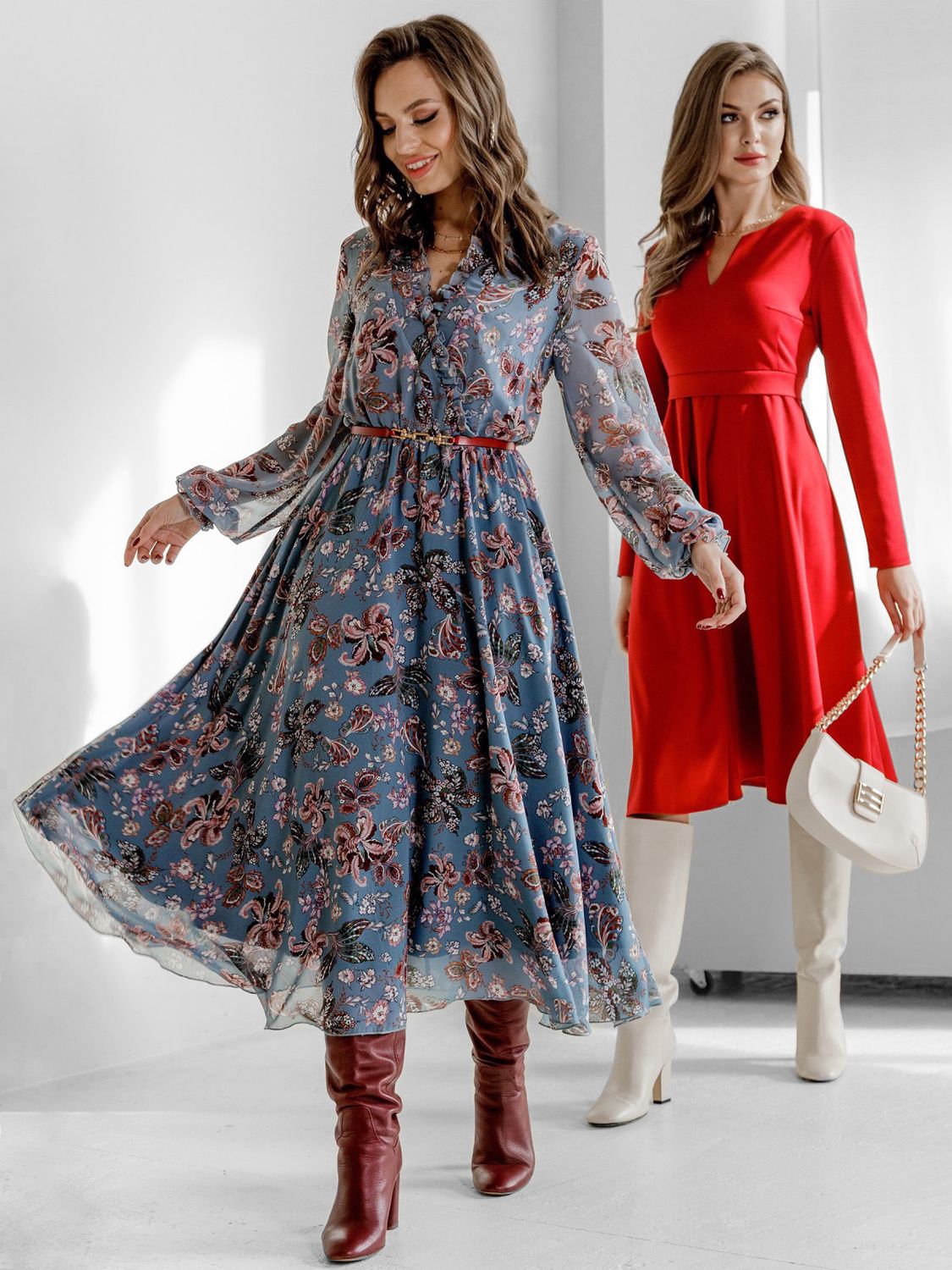 Шифонова сукня з квітковим принтом на бавовняній підкладці - фото