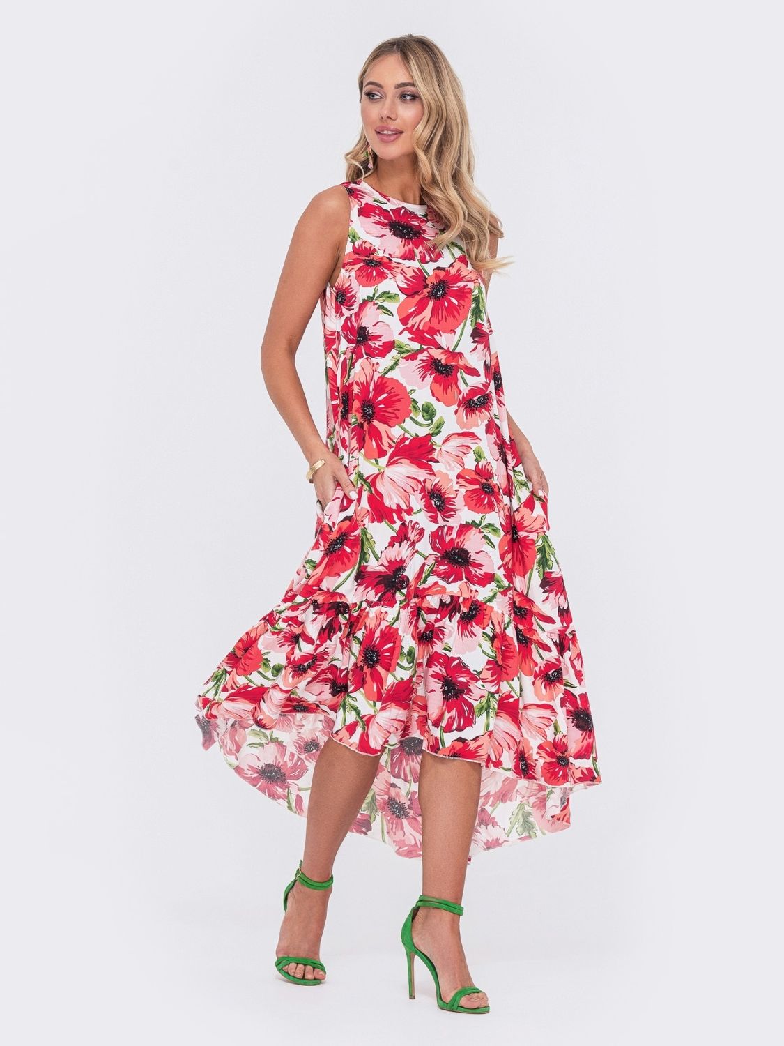 Красочное летнее платье макси с принтом - фото