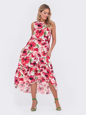 Красочное летнее платье макси с принтом - фото