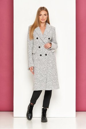 Жіноче вовняне пальто демісезонне сіре - фото