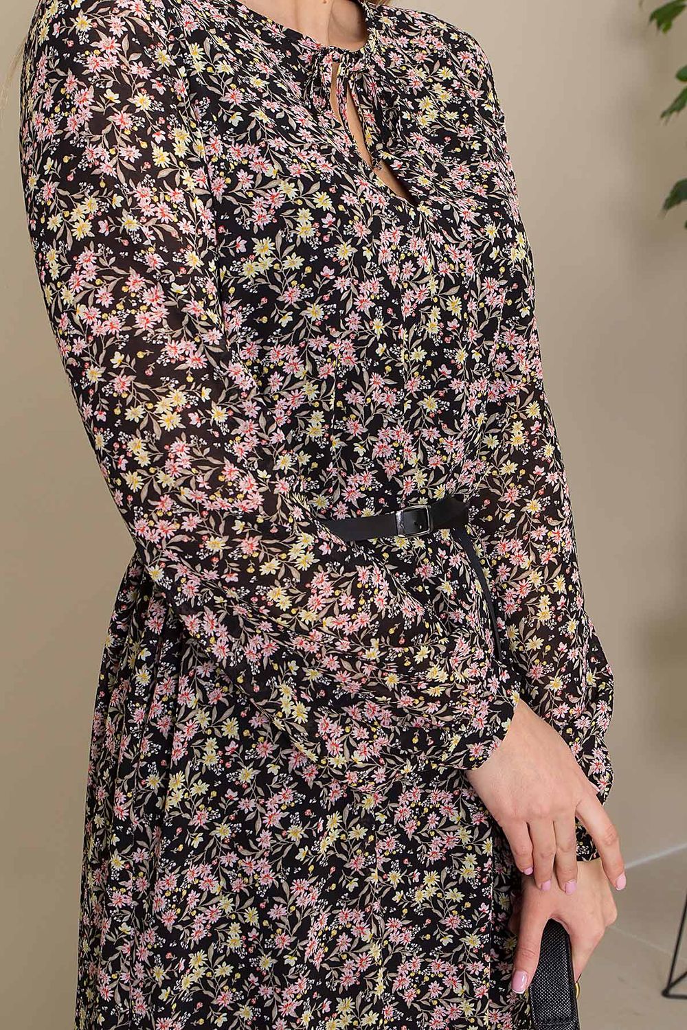 Шифонова сукня міді на весну чорна - фото
