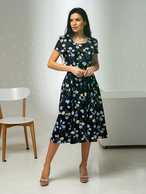 Літнє плаття міді з квітковим принтом чорне - фото