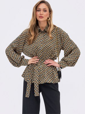 Стильна шовкова блузка з принтом - фото