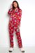 Красивая шелковая пижама с принтом красная, XL(50)