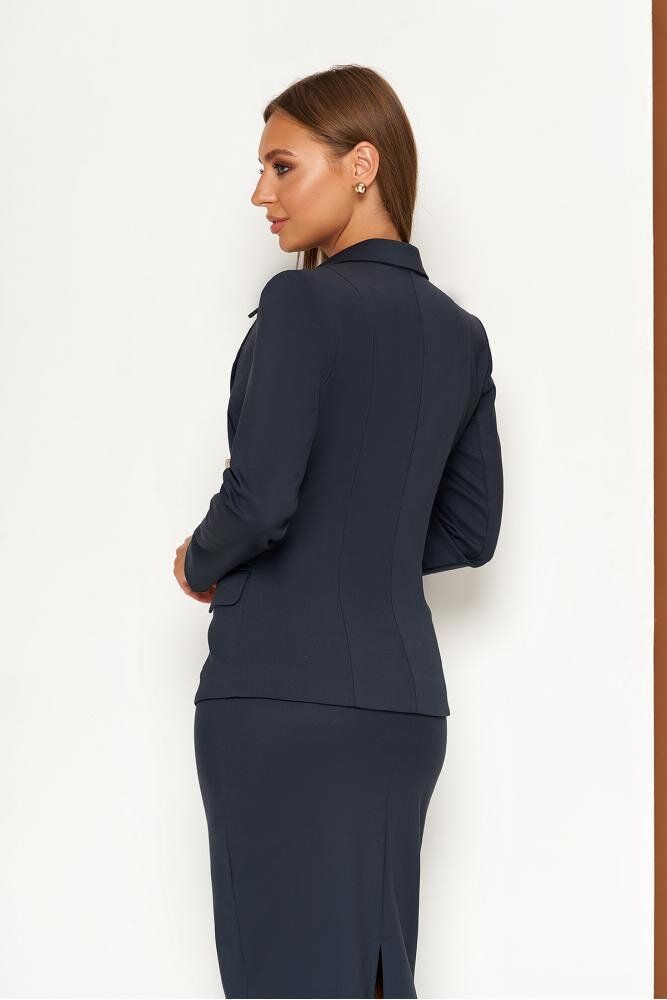 Женский пиджак в деловом стиле синий - фото