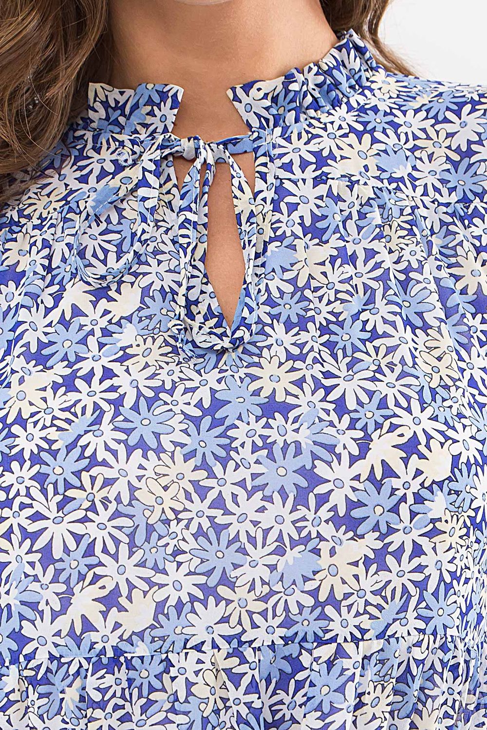 Літнє шифонове плаття трапеція блакитне - фото