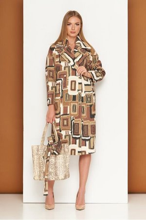 Жіноче кашемірове пальто-оверсайз демісезонне з принтом - фото