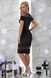 Коктейльное черное платье-футляр велюровое со вставками сетки, M(46)