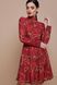 Бордовое приталенное платье с принтом, XL(50)