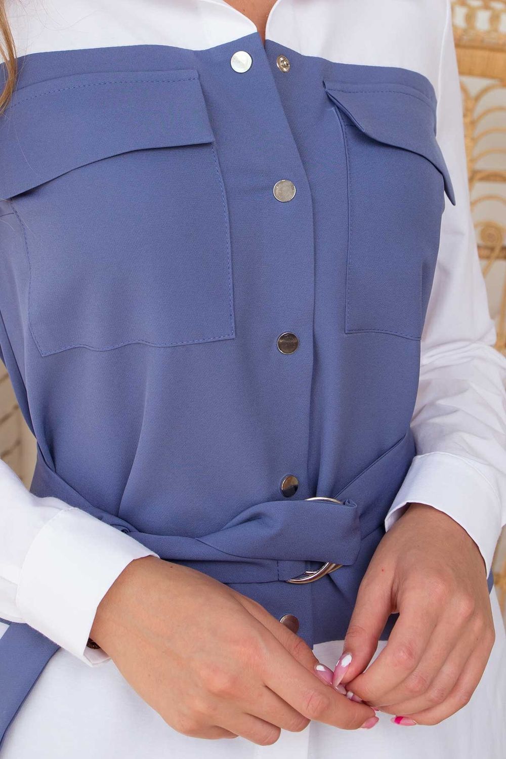 Жіночий брючний костюм двійка блакитний - фото