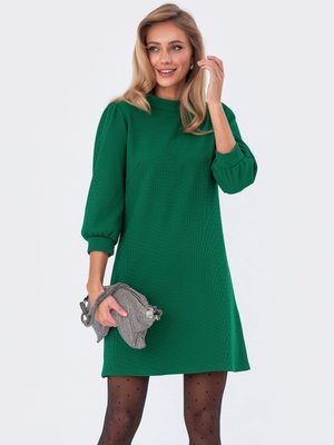 Повсякденне плаття трапеція з трикотажу зеленого кольору - фото