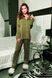 Женская шелковая пижама в горошек цвета хаки, XL(50)