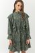 Красивое весеннее платье с оборками в горошек хаки, XL(50)