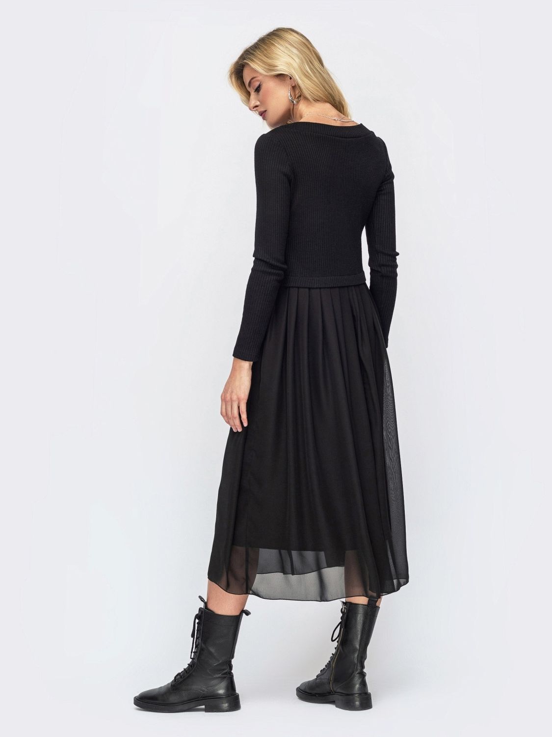 Комбіноване плаття чорного кольору - фото