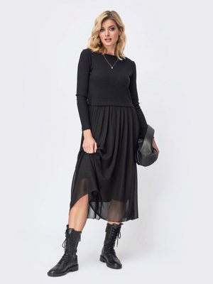Комбіноване плаття чорного кольору - фото