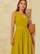 Літнє лляне плаття кльош жовтого кольору, S(44)