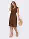 Льняное платье-рубашка на лето коричневого цвета, S(44)