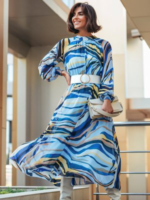 Шифонове плаття міді блакитного кольору - фото