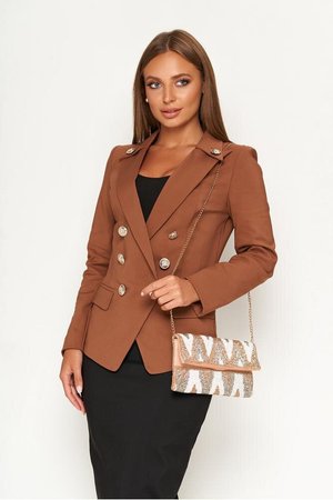 Жіночий піджак в діловому стилі коричневий - фото