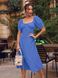 Летнее платье-клеш из прошвы синего цвета, XL(50)