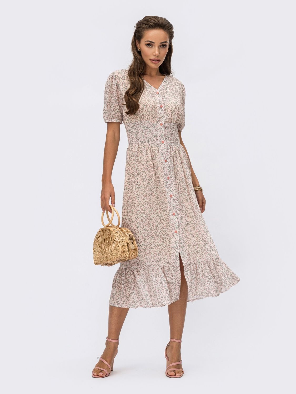 Літня шифонова сукня сорочка з принтом - фото