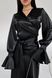 Нарядний жіночий костюм з атласу чорного кольору, XS(42)