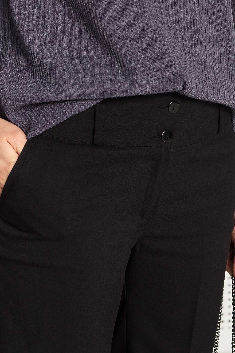 Класичні жіночі брюки з високою талією чорні - фото