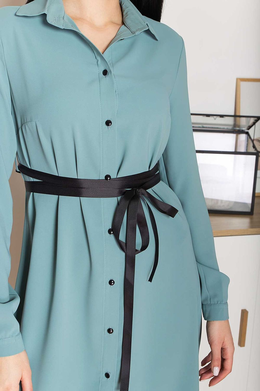 Весняне плаття сорочка з поясом - фото