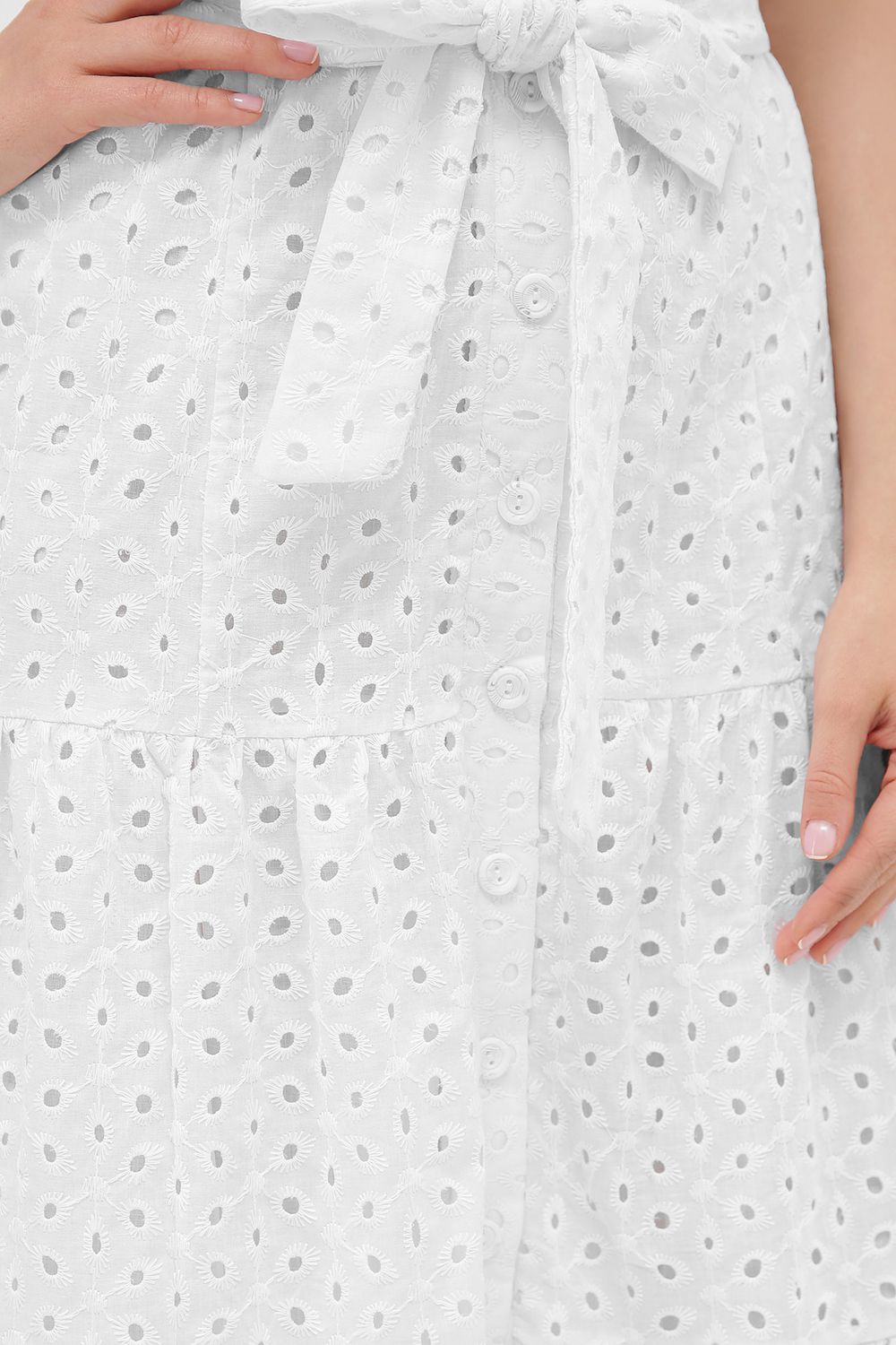 Модне літнє плаття сорочка з прошви біле - фото