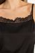 Жіноча атласна піжама з мереживом чорна, S(44)