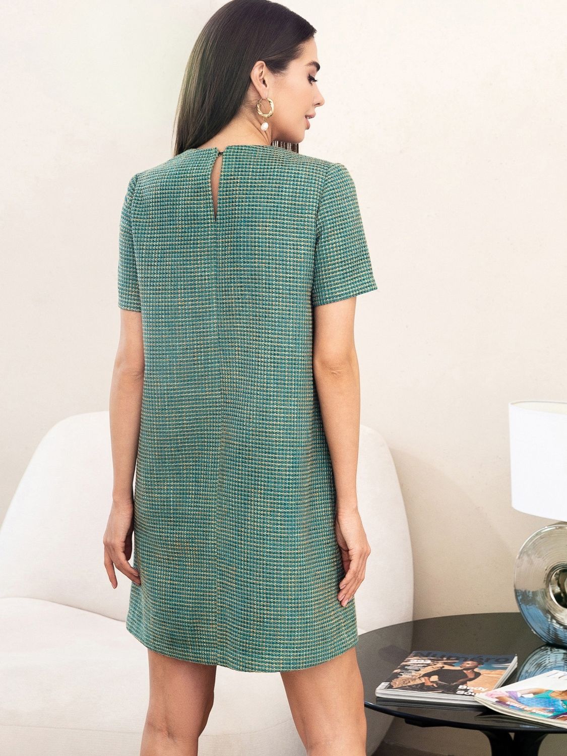 Стильне плаття А-силуету із трикотажу зелене - фото