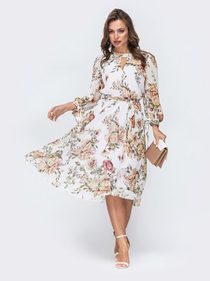 Весняна сукня з шифону біла - фото