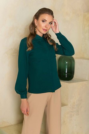 Стильная зеленая блузка из креп-шифона - фото
