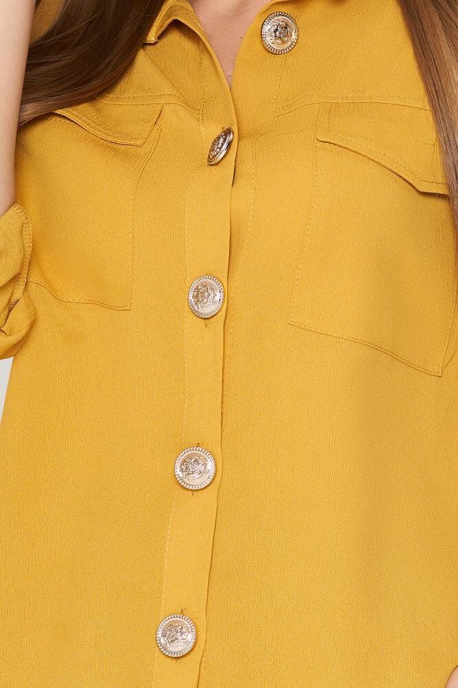 Елегантна жіноча сорочка гірчичного кольору - фото